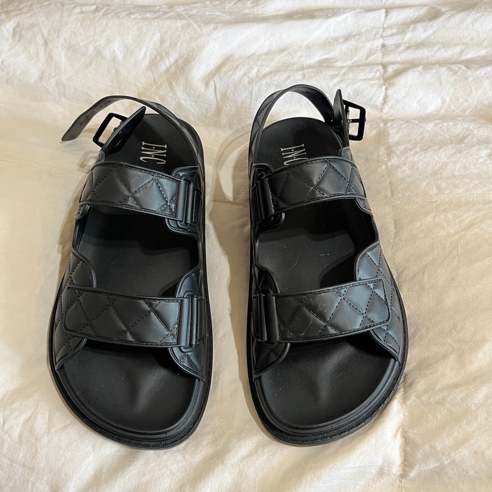 INC International Concepts Black Quilted Sandals